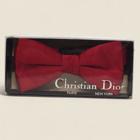 Christian Dior Other - Rare Christian Dior Red Silk Bow Tie Paris Made in USA Adjustable BOXED VTG